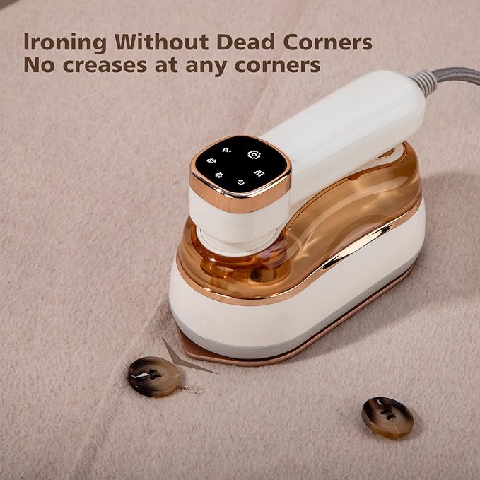 Portable Steamer Iron for Clothes, 1200W Handheld Mini Travel Steamer with 4 Modes, 150ml Powerful Clothes Wrinkle Remover with LCD Display, A Small Iron Suitable for Home, Dorm & Travel (Beige)