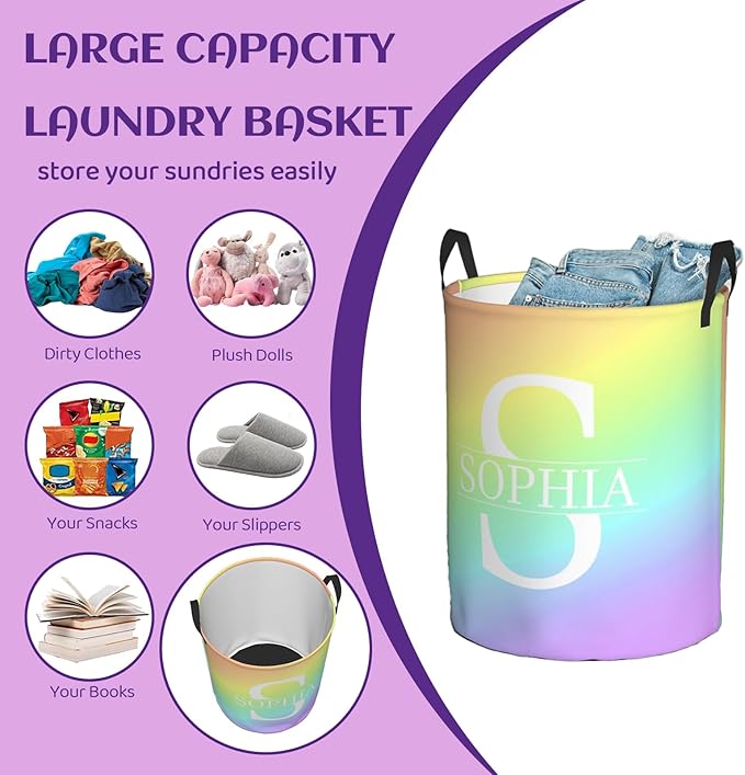 Custom name Laundry Hamper, Customizable Laundry Hampers, Personalized laundry basket, Customized Dirty Clothes Hamper with name for Bathroom Barbershop Living Room Bedroom