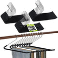 Spring Fever Open Ended Non Slip Sponge Padded Pants Hangers - Chrome Plating Foam Heavy Duty Space Saving Black Long 30