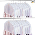 Patelai 16 Pcs 2" Gusseted Shoulder Covers for Hanging Clothes 24" Length x 12" High Plastic Garment Dust Covers Protectors for Closet Storage Suit, Coats, Jackets, Dress Closet Storage(Translucent)