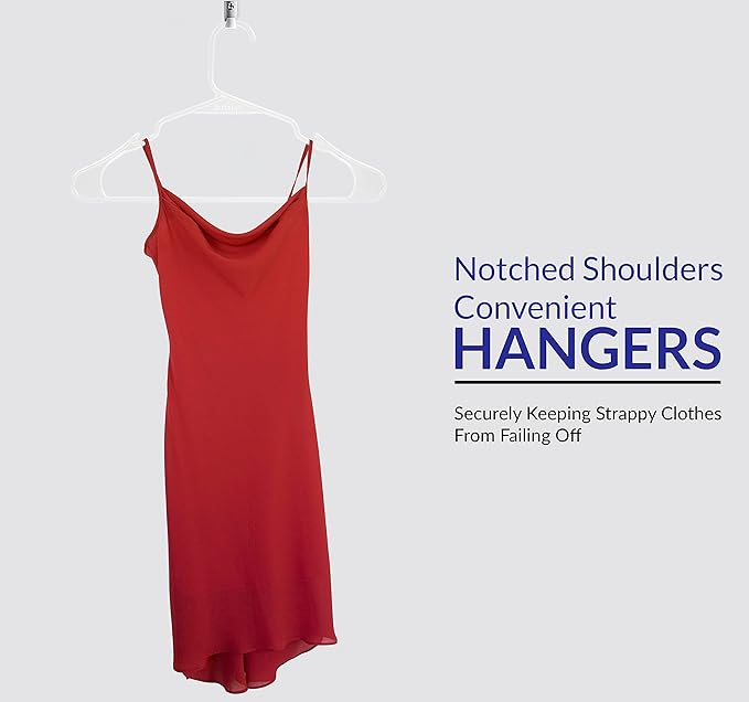 ROYALE 40 Pack White Plastic Hangers for Clothes - Heavy Duty Plastic Clothes Hanger Ideal for Everyday Standard Use - Lightweight & Space Saving Notched Plastic Hangers - Slim & Sleek Shoulder Groove