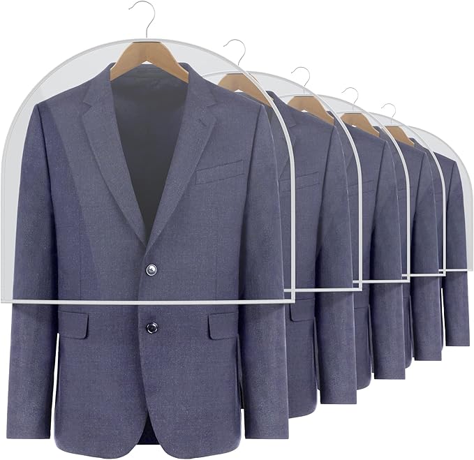 HANGERWORLD 20 Pack Shoulder Covers - 24" x 21.5" with Gusset - Large PEVA Plastic Garment Cover Dust Protector for Hanging Clothes Storage