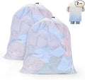 OTraki 16x20 Inch Mesh Laundry Bags 2PCS Small Drawstring Dirty Clothes Washing Bag Machine Washable Delicates Bra Lingerie Socks Toy Garment Bag Dorm Don't Drying, Melting 140-176℉ White