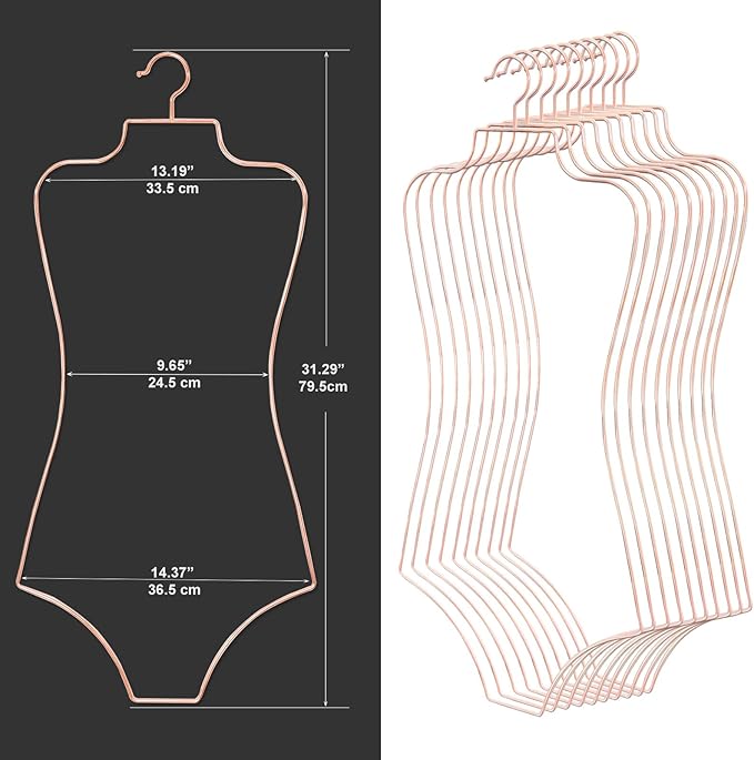 Body Shape Swimsuit Bikini Hanger Wire Display Hangers for Lingerie Bathing Suits Swimwear Clothes Coat (20, Rosy Gold)