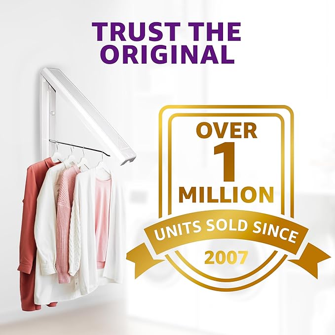 InstaHanger Original Collapsible Laundry Rack – Wall-Mount & Over The Door Hanger Racks – Clothes Hanger Rack Holds Up to 60 Lbs - Door Hangers Racks for Small Spaces (Bracket Included)