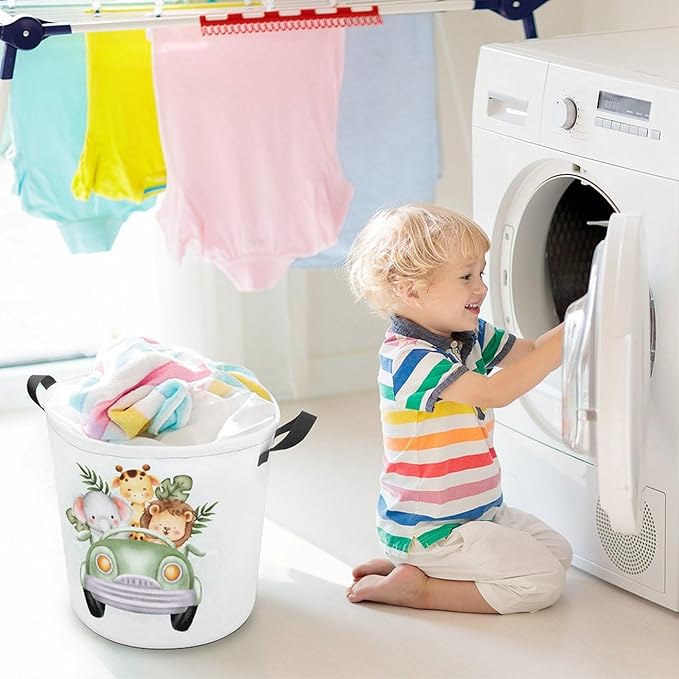 Cartoon Baby Laundry Basket Boys Room Decor Elephant Giraffe Hampers Boys Hamper Clothes Toy Storage Bin Jungle Decor