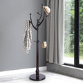 Bekrvio Tree Coat Rack Freestanding with Round Base, Unique Coat Hanger Stand, Heavy Duty Standing Coat Rack Clothes Stand for Winter Jacket, Hat, Entryway/Hallway/Bedroom, Red Brown