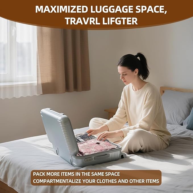 Vacuum Bags for Travel,15 Pack Carry-on Size Compression Packing Bags for Luggage and Suitcase, Space Saver for Clothes and Clothing Travel 80% Space Saver.