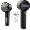Fabric Shaver, Electric Lint Remover Rechargeable with 2 Replaceable Blades, 3 Speeds, Digital LED Display to Remove Pilling for Clothes, Furniture, Sweater, Couch, Blanket (Black)