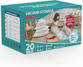 20 Pack Vacuum Storage Bags, Vacuum Seal Bags for Clothing, Comforters, Blankets, Space Saver Vacuum Storage Bags with Hand Pump. (4×Jumbo, 4×Large, 4×Medium, 4×Small, 4×Roll)