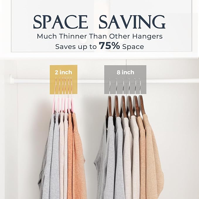 HOUSE DAY Pink Velvet Hangers 100 Pack, Premium Non-Slip Felt Clothes Hangers, Sturdy Heavy Duty Coat, Durable Hanger for Suits, Space Saving with No Hanger Mark, 360° Swivel Rotating Rose Gold Hook
