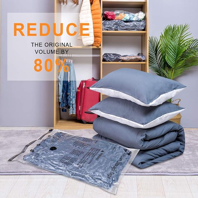 GONGSHI Vacuum Storage Bags, Space Saver Seal Bags For Clothing, Blankets, Comforters, Pillows, Clothes Storage,Travel Luggage.5 J 5 L