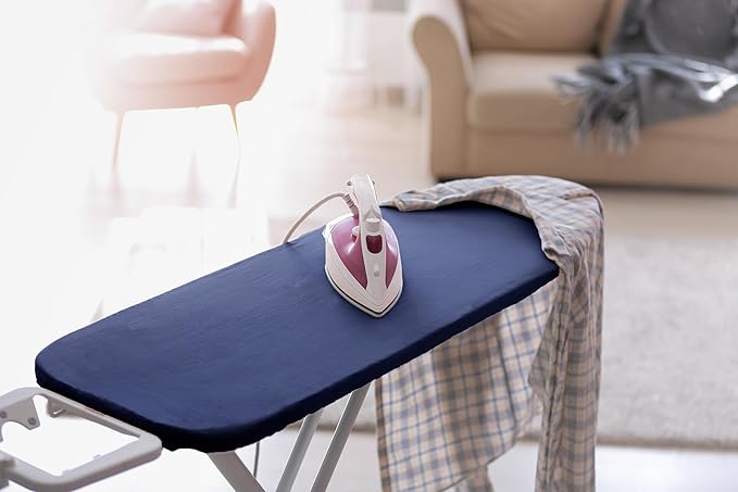 Encasa XO Ironing Board Cover and Pad 54"x18" - 4mm Felt X-Large Iron Board Cover with Padding - Heat Resistant, Stain-Safe Dye, Non Slip Elastic Bungee Cord Tightening Iron Table Cover Cobalt