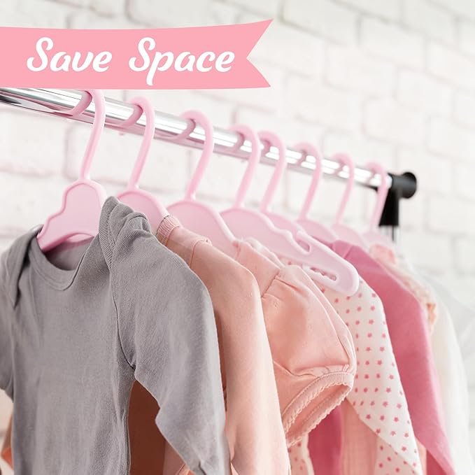 60 Pcs Doll Clothes Hangers for 18 inch Dolls,Pink Sturdy Non-Bend Non-Slip Clips Clothes Hanger Space-Saving Wardrobe Hanger for Girl Dolls Gown Dress Outfit Dollhouse Furniture Accessories