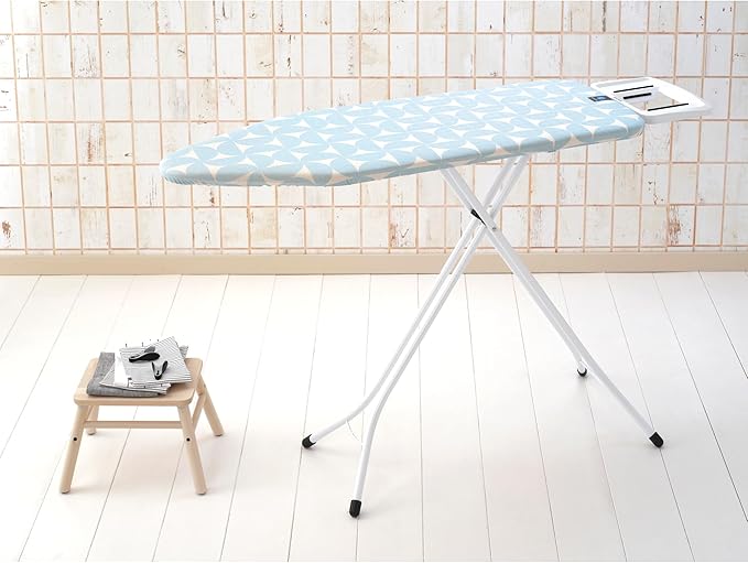 Brabantia Size C Ironing Board (49x18 in) 7 Height Options, Solid Steam Iron Rest Holder (Fresh Breeze) Non-Slip Feet, Anti-Collapse Child Locks
