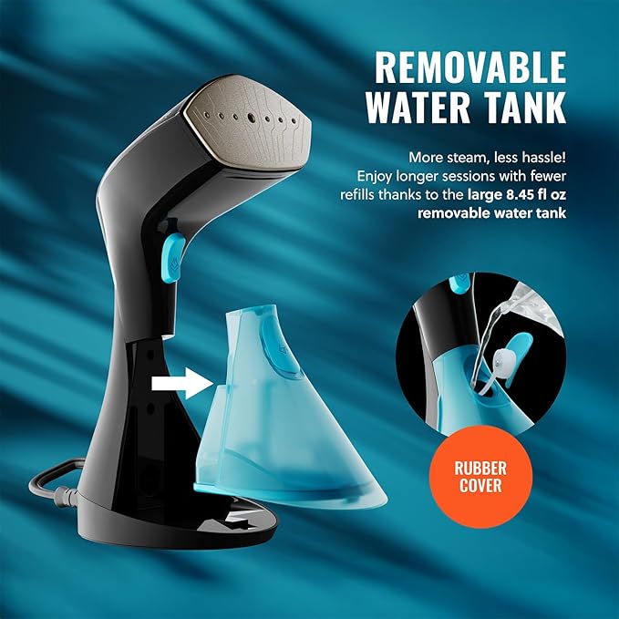 PurSteam Handheld Garment Steamer for Clothes – Powerful Wrinkle Remover with 3 Steam Settings, Large Removable Water Tank, and Fast Heat-Up – Portable Fabric Steamer for Home & Travel (Pack of 2)