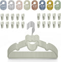 Velvet Baby Hangers with Clips – Organize Baby Clothes by Age with Size Dividers – Save Closet Space for Newborn to Toddler Outfits – Perfect Nursery Must-Have (Moonstone)