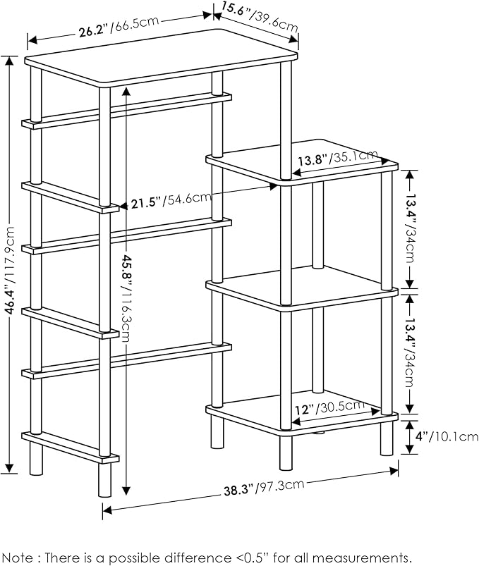 Furinno Turn-N-Tube Toolless Kitchen Storage Shelf Tall, Americano/Black