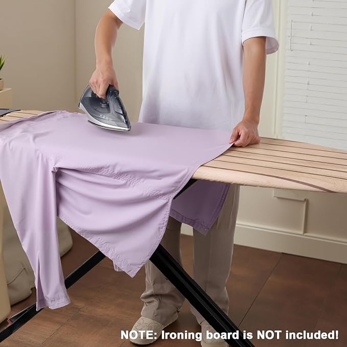 Seiritex Ironing Board Cover and Pad 15 x 54 inch, Heat Reflective with Hook and Loop Fasteners, Thick Padding with Elasticized Edges, Iron Board Replacement Cover Fit Standard Size (Woodgrain)