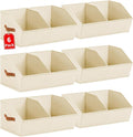 Closet Organizers and Storage Bins - 6 Pack Collapsible Divided Trapezoidal Cube Storage Bins Baskets with Orange Handle for Organizing Clothes Blankets, Toys, Books, Towels(Beige)