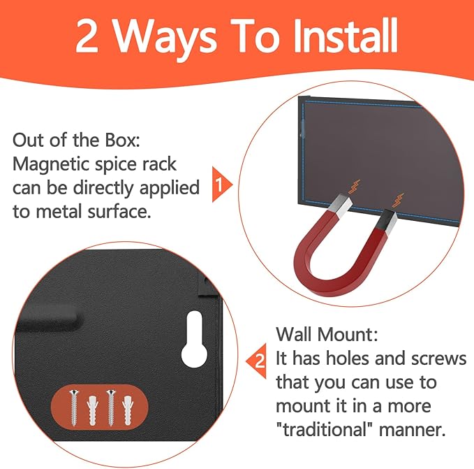 Magnetic Shelf with Paper Towel Holder for Fridge/Washing Machine/Garage, Magnet Kitchen Spice Rack for Refrigerator, Wall Mount Storage Organizers (Black)
