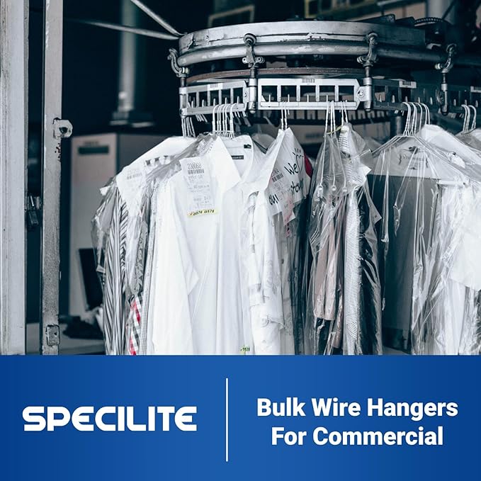 SPECILITE Wire Metal Clothes Hangers Bulk 250 Pack for Standard Size Suits, Coats, Shirts, Pants, Skirts, Space Saving, Non Slip,16 Inch 12 Gauge Ultra Thin, White