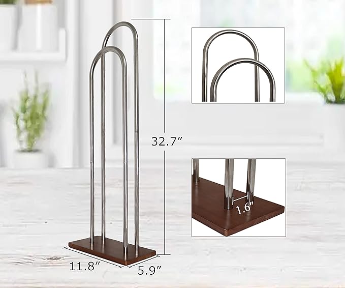 Hanger Stacker, Wood & Stainless Steel Hanger Storage Rack, Large (32.7" H), Closet & Laundry Room Organizer