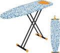 Large Ironing Board Full Size 54x14, RAINHOL Height Adjustable Steel Frame Iron Table with Thick Padded Cover and Iron Rest, Foldable for Compact Storage, Blue
