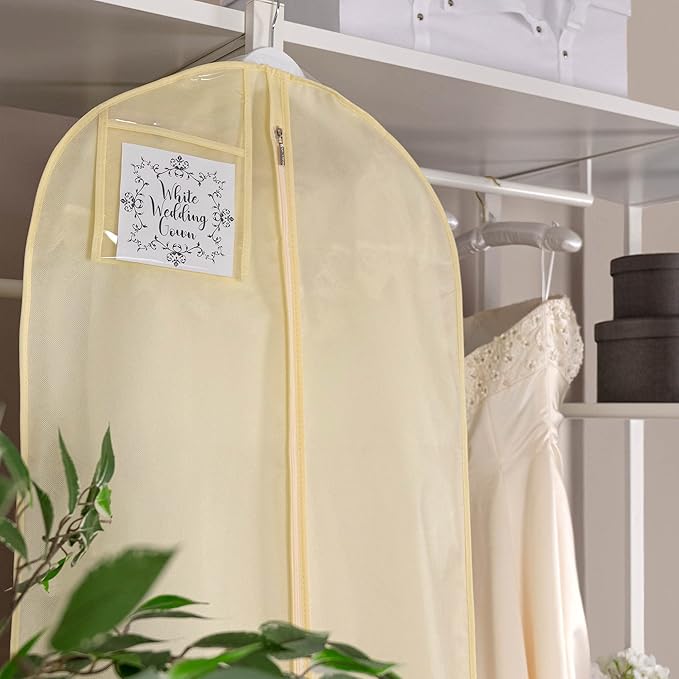 HANGERWORLD 72inch Breathable Wedding Gown Long Dress Hanging Garment Bag Cover for Closet Storage (Ivory)