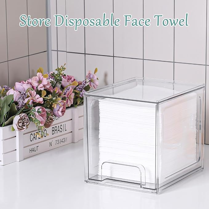 Disposable Face Towel Holder Intended For Face Towels XL, Facial Towel Storage Box Dispenser For Clean Towels For Bathroom