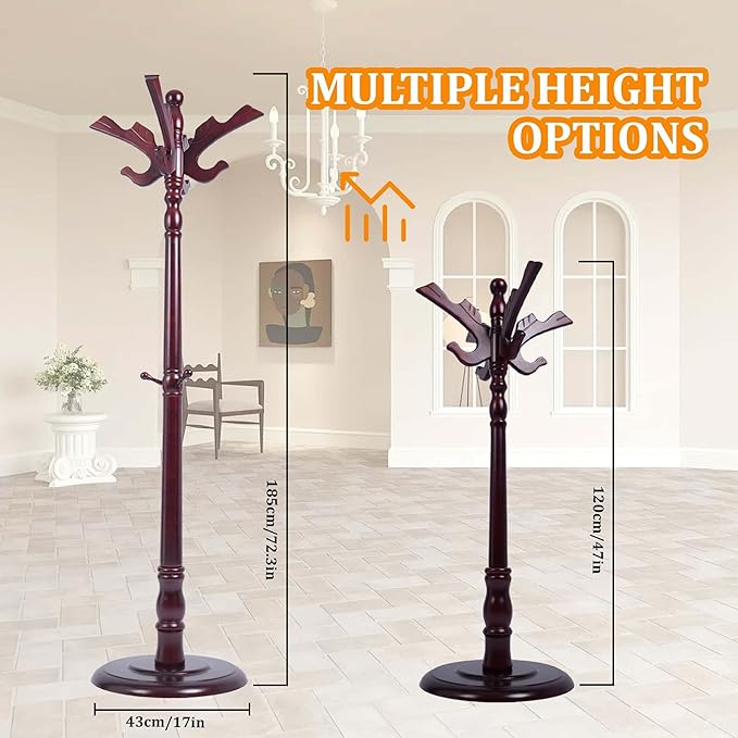 Coat Rack Freestanding Heavy Duty, Coat Hanger Stand Height 71’’ with Hooks, Coat Tree Freestanding Hat Rack Stand for Entrance, Office, Living Room, Bedroom, Corridor