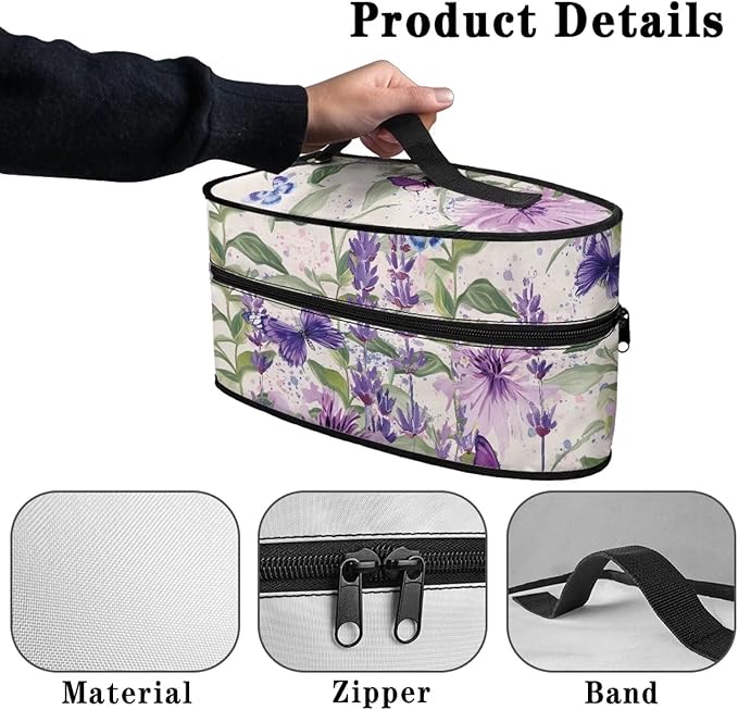 Lavender Iron Organizer Carrier Bag Dustproof Mini Iron Storage Case Protective Carrying Bag Foldable Portable Carrying Storage Bags with Handle