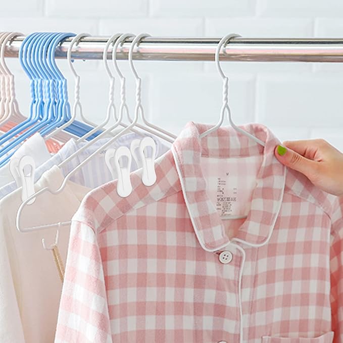 Plastic White Hanger Clips - 60 Pack Multi-Purpose Clips for Hangers, Finger Clips for Plastic Hangers, Pants Hangers(White)