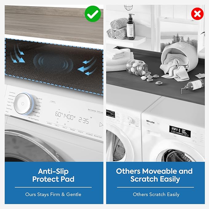 Washer Dryer Countertop, 27.5" x 54" Washer and Dryer Countertop with Non-Slip Pad,Large Laundry Topper for Laundry Room Organization