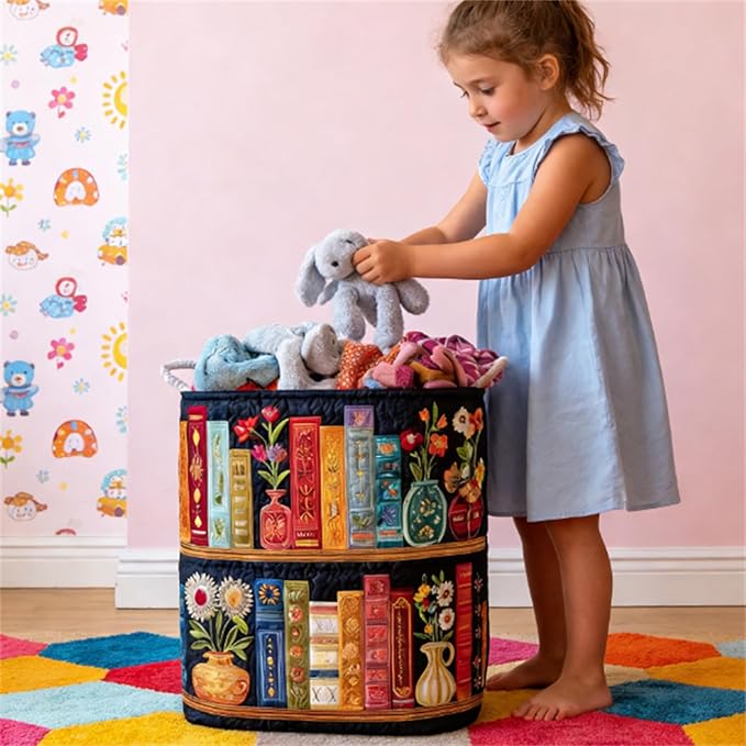 Quilted Laundry Basket, Quilted Laundry Basket with Handles, Boho Fabric Floral Storage, For Bedroom Laundry (#03, 20"L x 20"W x 28"H)