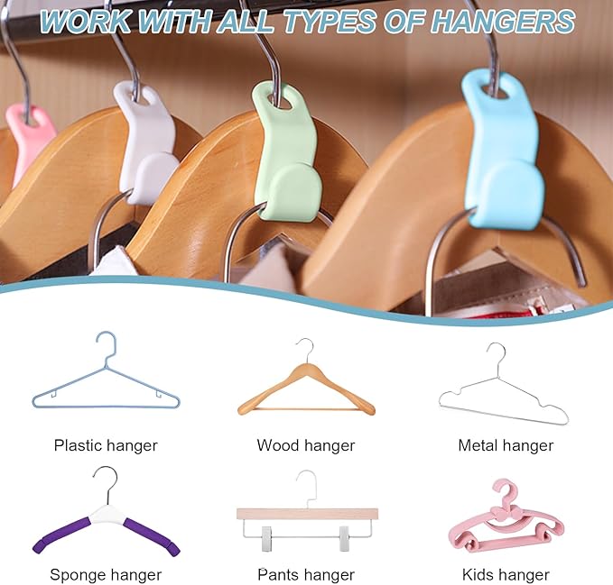 50 PCS Space Saving Hanger - Clothes Connector Hooks, Stacking Space Saver, Plastic Closet Organizers and Storage Extender for Heavy Duty Cascading Connection (White)