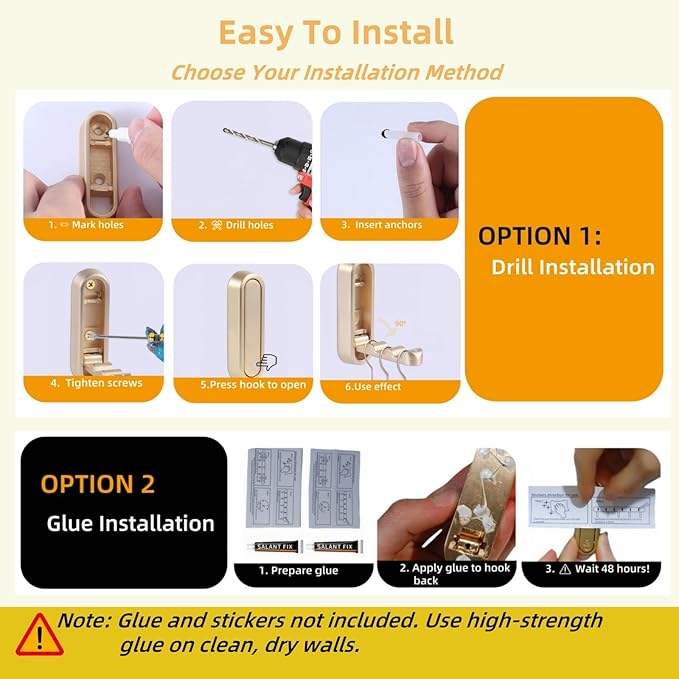 Foldable Wall Hooks Heavy Duty Zinc Alloy Folding Coat Hook Wall Mounted, Space-Saving Flip Down Hook for Bathroom Entryway Closet, Gold Walls Hooks for Hanging Coat Towels Hat Bag Keys Plants（4PCS）