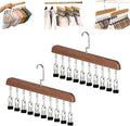 Closet Organizer with 10 Clips, 2026 NEW Space Saving Hanging Closet Organizer, Space-Saving Hat Scarf Clothespins for Jeans Skirts Socks Pant Hangers with Clips (2, Vintage)