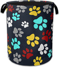 Colourful Paw Prints Laundry Basket Collapsible Laundry Hamper with Handle, Oxford Clothes Toy Storage Bin for Bathroom Bedroom Room Decor 16" X 20.8"