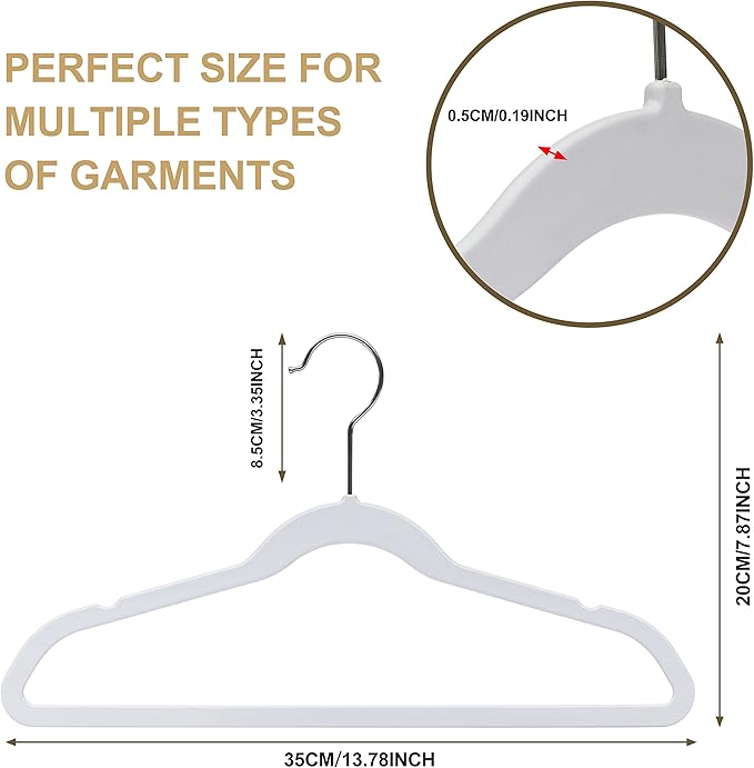 Quality Children's Plastic Non Velvet Non-Flocked Thin Compact Hangers Swivel Hook for Shirts Blouse Coats (White, 240)