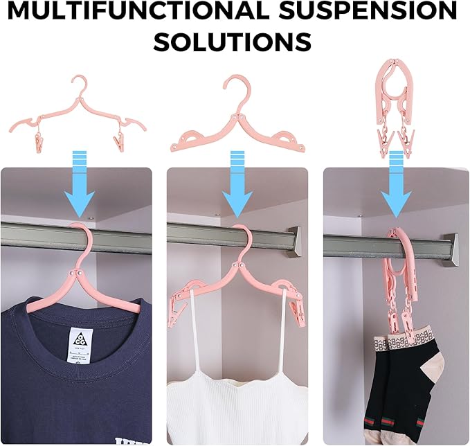 25 Pcs Travel Hangers Set | Portable Foldable Space Saving Plastic for Cruise Ship, Camping, Business Trips | Travel Accessories Essentials (Includes 5 Bonus Hangers)
