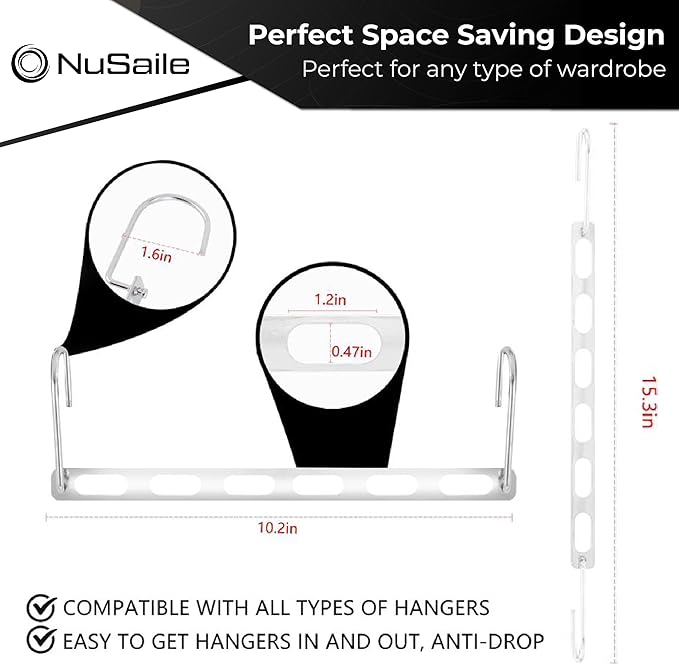 Collapsible Clothes Hanger Organizer - 6 Hole Space Saving Cascading Hangers for Closet Organization - Premium Metal - 24 pc