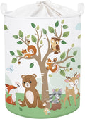 Forest Animals Laundry Hamper Woodland Tree Large Storage Basket Parents Organizer Kids Clothes Toy Bins for Bedroom, Bathroom, Squirrel, 63L
