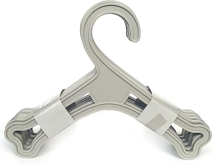 LENITH Dog Bone Shaped Small Pet Mini Clothes Plastic Hanger Grey Pack of 10