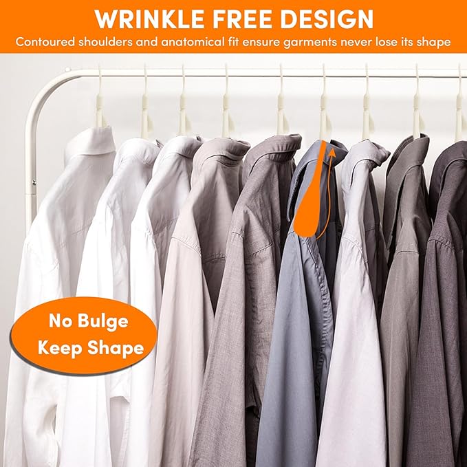 DEDU Plastic Clothes Hangers 20 Pack, Extra Thick Wide Shoulder Coat Hangers with 360° Swivel Hook Non Slip, Sweater Hangers Suit Hanger for Suits, Sweater, Dresses, Pants (Beige)