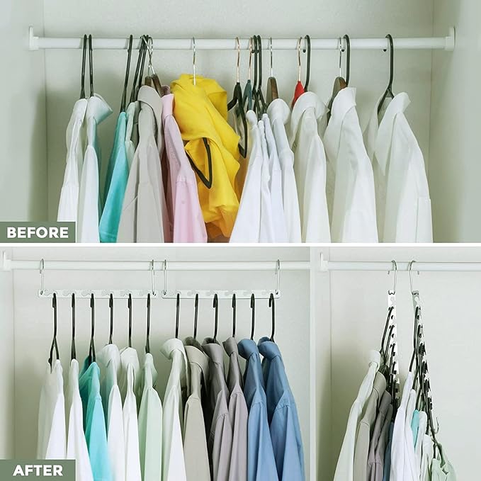 Space Saving Hangers, Shirt Hanger, Metal Hangers for Clothes, Space Saver for Hanging Clothes, Sturdy Metal Wardrobe Organizer, Pack of 10