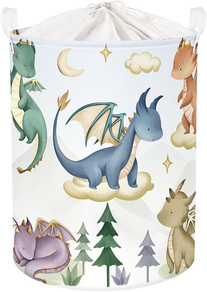 Dinosaur Laundry Hamper Large Storage Basket Cartoon Dino Collapsible Parents Organizer Kids Toy Clothes Bins for Bedroom, Bathroom, Tree, 63L