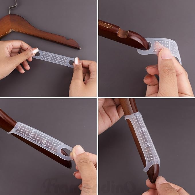Framendino, 100 Pack Clear Non-Slip Rubber Clothes Hanger Grips Clothing Strips Hanging Accessories