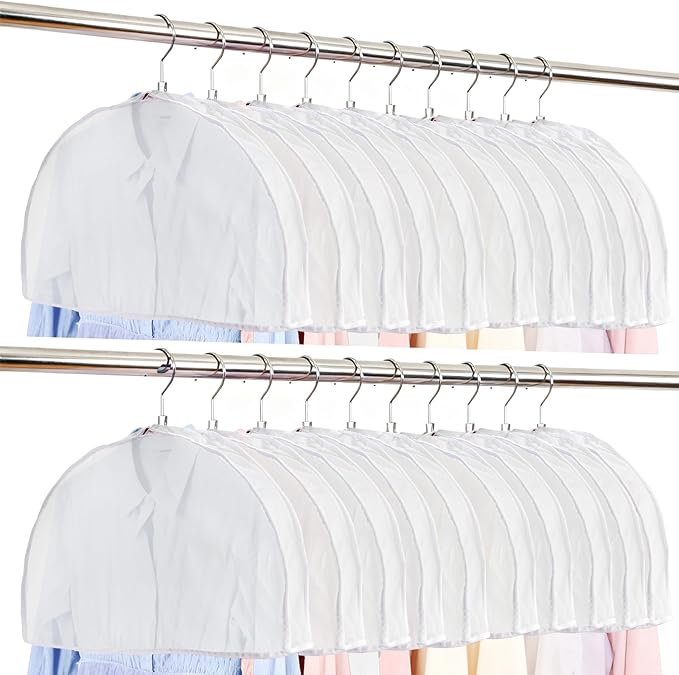 Foraineam 20 Pack Shoulder Covers Clothes Suit Protectors Breathable Garment Dust Covers for Suit, Coats, Jackets, Dress Closet Storage