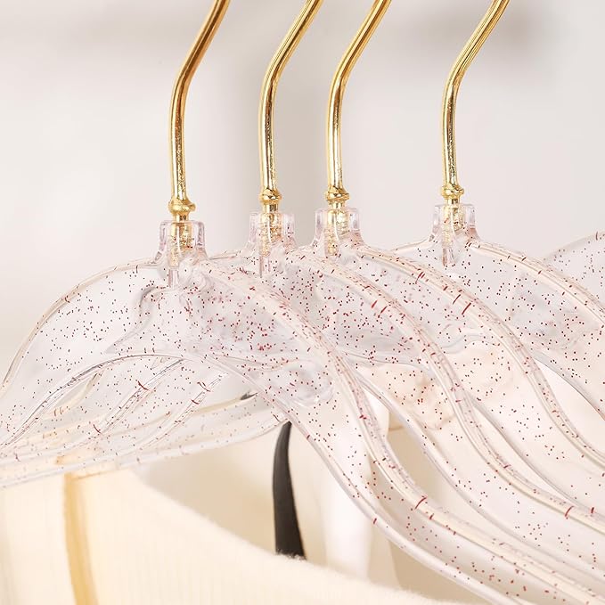 20 Pcs Red Glitter Sparkle Hangers, Ultra-Thin Acrylic Glitter Hangers for Dresses and Suits - Non-Slip Space-Saving (Red)